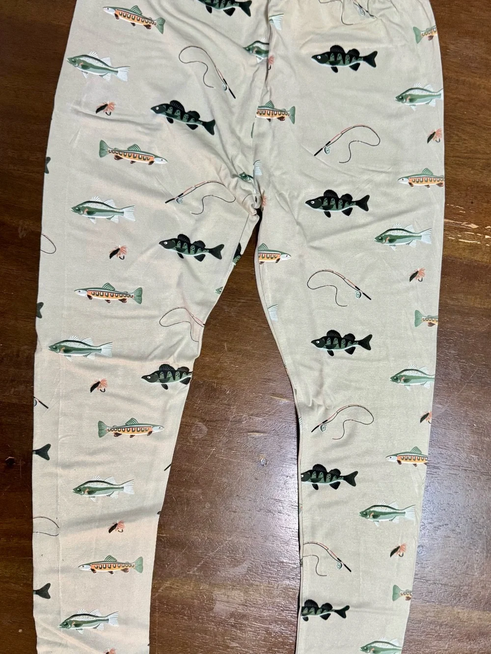 Kyte BABY Cream Long Sleeve Shirt with Fish & Fishing Rod Print